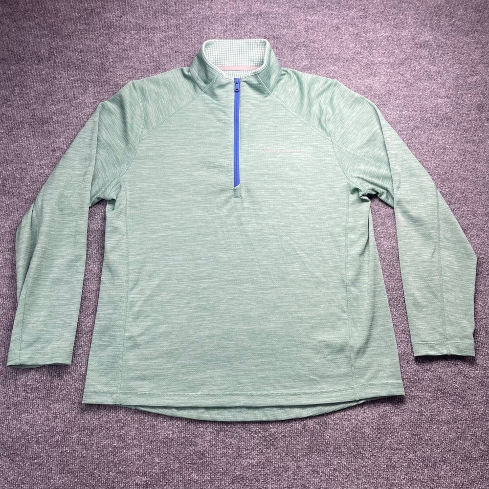 Vineyard Vines Performance Mens Large Green Quarter Zip Pullover Heathered L